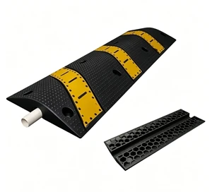 Heavy-Duty Recycled Rubber TPR Speed Bump-High-Visibility Black/Yellow Traffic Calming Device Movable 25-45mph Rated 30mm Height