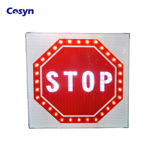 24'' Stop Sign Solar Powered Blinking Automatic Electronic School Bus Stop Safety Sign Arm LED Signal Sign Board Traffic Lights