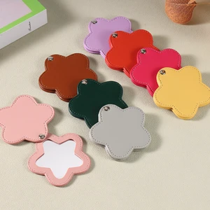 PU Stars Rotating Small Mirror Makeup Compact Mirror Portable Folding Mirror Travel Convenient Business Gift For Girls