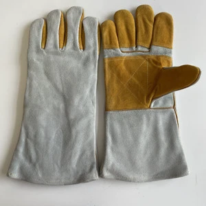 Hot-Selling Cowhide Tig Welding Gloves for Men Anti-heat BBQ Oven Gloves for Household Palm Thickened Safety Working Gloves