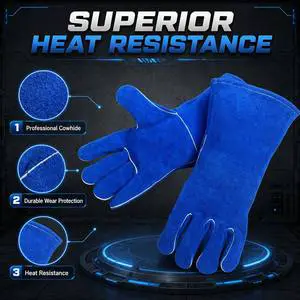 Professional Men Women Unlined Protective Welding Gloves Heavy Duty Abrasion Resistant Cow Split Leather Anti-Chemical Heat