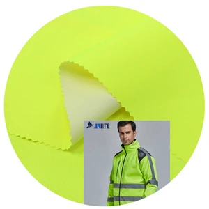 EN20471 300D Polyester Fluorescent Yellow Oxford Fabric PU Milky Waterproof Coated Safety Workwear Hi Vis Garment Fabric