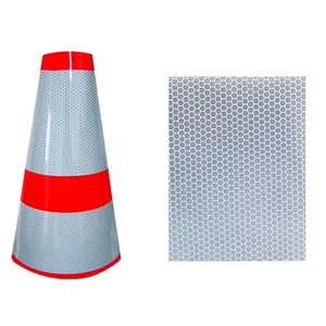 Fabric Back Prismatic Reflective Vinyl Rolls Film for Traffic Cone Printable Reflective Material for Temporary Signage