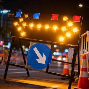 Traffic Safety Solar Aluminum Sheet Roadway LED Flashing Arrow Indicator Sign Super Brightness Construction Warning Sign