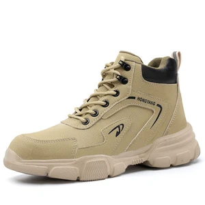 High-Top Work Shoes Four Seasons Steel Toe Wear-Resistant Anti-Blocking Safety Shoes for Building Foot Protection