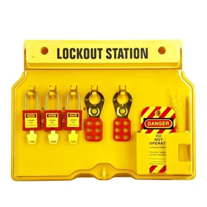 Oem Wall-mounted Transparent Cover Industrial Safety Loto Lock Lockout Tagout Padlock Station Kit with 5 Hook Positions
