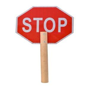 Hand Held Double Sided Reflective Pedestrian Crossing Guard Traffic Control Paddle Handheld Safety Warning Stop Traffic Signs
