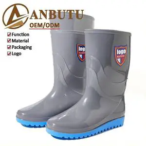 Men High Shaft Plus Size Waterproof Work Boots Oil Acid And Alkali Resistant Safety Rubber Boots For Car Washing And Fishing