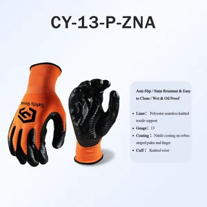 CY Zebra Nitrile Dipped Work Gloves Construction Hand Protection Anti-Slip Waterproof Wear Resistant Professional Safety Gloves