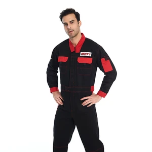 Custom Long Sleeves Mechanics Coveralls Red Black Two Tone Jumpsuit One Piece Sets Workwear