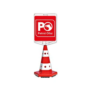 Double-Sided Plastic Road Warning Traffic Cone Set for Petrol Ofisi Application