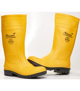 ACE Safety Yellow PVC Comfort Steel Toe Rain Boots Steel Midsole For Construction Factory Use Winter All Seasons CE EN ISO 20345