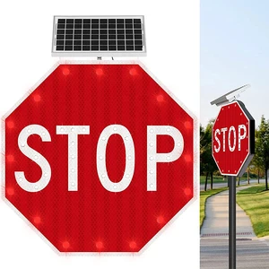 Hot Sale Aluminum Electronic Flashing Road Illuminated Sign Led Traffic Sign Solar Powered Led Stop Sign