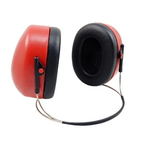 Foldable Headband Earmuff Red Black Plastic Lightweight Reusable Hearing Protection Equipment
