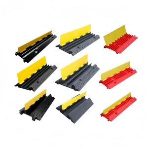 XZL Cable Protector Ramp 2 Channel Modular Cable Ramp 22000 Lbs Load Capacity Rubber Speed Bump Driveway Hose Cable Ramps