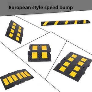 European Rubber Speed Bump with Reflective Widening Road Speed Limit Buffer Slope Plate for Garage Use-Wholesale