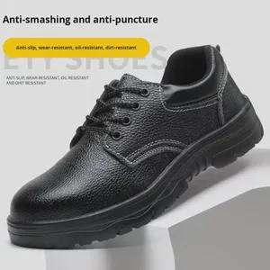 Cross-border Labor Protection Shoes Men Steel Toe Anti-smashing Anti-puncture Black Four-season Comfortable Breathable