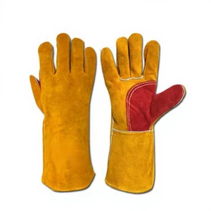 Electric Welding Thickened Cowhide Glove High Temperature Resistant Anti-Scald Wear-Resistant Industrial Protective Gloves