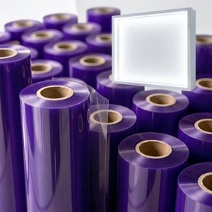 Translucent Purple PET Film Colored Polyester Sheet UV Resistant Decorative Backlight Display Roll 25-100um Custom Width