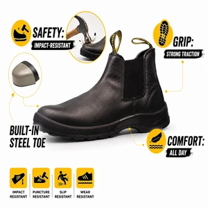 AOXIANG Leather Waterproof Work Boots With PU Outsole Breathable Mesh Lining Steel Toe & Puncture-proof Insole