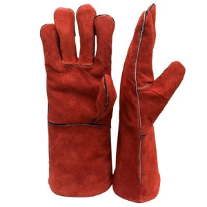 Cow Split Leather Welding Gloves Dark Red/XL High Quality Safety Anti-Cut Anti-Slip Anti-Static Fireproof Anti-Heat Protection
