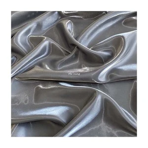 Hot Sale Glossy Metallic Liquid Satin Reflective Fabric Luxury Crystal Silk for Bridal Wedding Dress