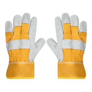 Durable Leather Gloves Protection Safe Split Cowhide Leather Glove Yellow Welding Gloves For Industrial Work