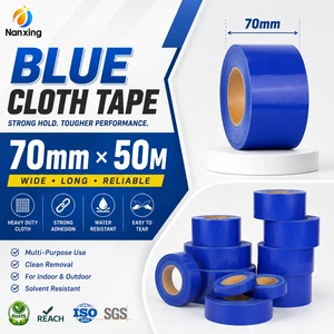 High Bond 70mm X 50m Blue Gaffer Tape Custom Manufacturer PE Coated Waterproof Fabric Adhesive Tape Blue Cloth Tape Roll