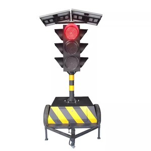 Solar-Powered Mobile Traffic Light High Brightness LED Traffic Grade Bulbs IP65 Waterproof Adjustable Height Temporary Traffic