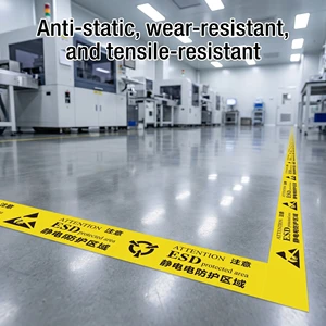 Haoputon Professional ESD Static Control Tape Tear Resistant PVC Anti Static Warning Strip for PCB Assembly Line Safety Zone