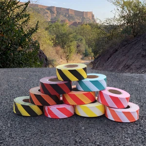 2'' 150ft 5cm*30m PVC PE Reflective Safety Warning Blue White Color Strapping Striped Hazard Pvc Marking Tape