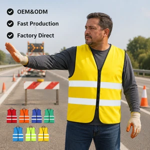 Wholesale Two Strips Reflective Vest Custom Logo Factory Direct Unisex for Traffic Safety Event Security Construction Site OEM