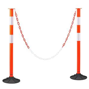 2 Pack Heavy Duty 34-Inch Traffic Delineator Posts with Reflective Strips Chain and Weighted Base Traffic Safety Cone Product