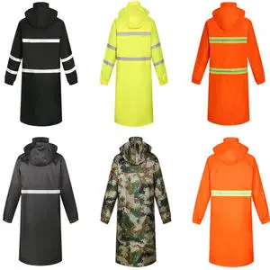Custom OEM Tactical Raincoat For Security Guard Hi-Vis Waterproof Reflective Long Jacket Bulk Workwear