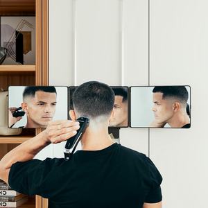 Shaving Wholesale 360 Degree Tri Fold Sided Brackets Haircut Mirror 3 Three Way For Hair Cutting Barber Mirror Self Cut