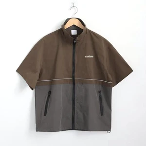 Color-matched Patchwork Quick Dry Performance Workwear Summer Short Sleeve Golf Shirts Loose Outdoor With Zipper Men's Jacket