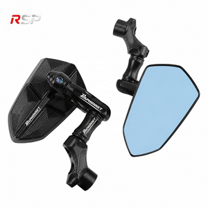 CNC Aluminum Folding Convex Motorcycle Rearview Mirrors Blue Glass Adjustable Pair for Scooter ATV Street Bike