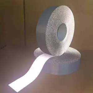 Reflective Fabric Tape 100% Polyester Silver 5CM High Visibility Non Self Adhesive Rectangular Traffic Safety Made in China