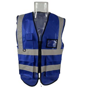 Blue Quality Breathable Security Safety Vest Sleeveless Reflective Clothing with Reflective Stripes Emergency Vest for Workers