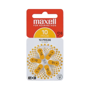 Maxell PR536 Zinc Air Digital 2-Channel Hearing Aid Battery 10 Pack 1.45V Eco-Friendly Noise Cancelling 3-5 Year Shelf Life