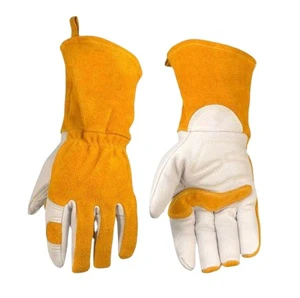 Customized Logo Printed Waterproof Protective Welding Heavy Duty Durable Cowhide Leather Safety Cuff Anti-Slip Gloves Safety