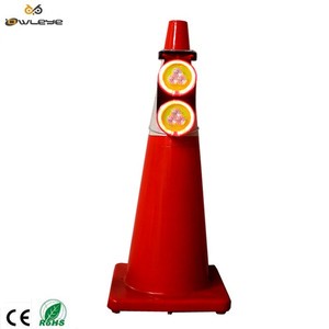 Multi-Color Optional Solar Traffic Cone Light PC Material IP66 Waterproof 10 LED Super Bright Warning Light with 800m Visibility