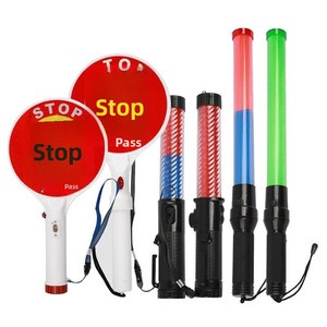 Traffic Command Stick Rechargeable Emergency Flashing LED Warning Light Night-Glow Fluorescent Reflective Design for Outdoor