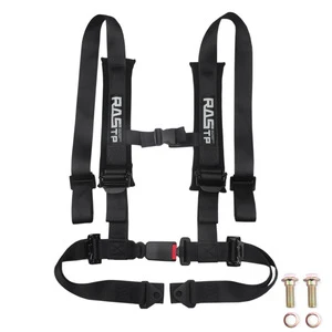 RASTP Racing Seat Belt 4-Point Quick Release Black High-Strength Polyester Car Safety Belt Kit
