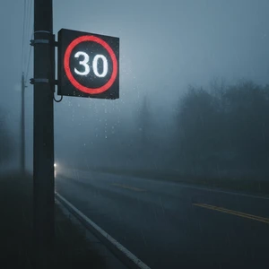 Solar Powered Full Color LED Traffic Sign with Speed Indicator Limit Display Flashing Night/Day Mode for Road Safety
