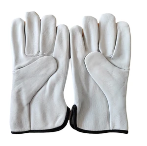 USA Direct Wholesale Grain Goatskin Leather Cotton Lined Protective Comfortable Straight Thumb Heavy Duty Truck Welding Gloves