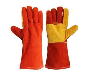 ZD Heavy Duty Stick Welding Gloves Leather Heat Resistant Fireproof Tear-Resistant Safety Work 13-14 Inch