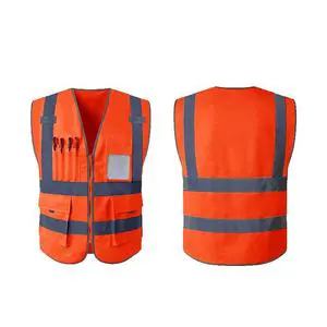 Reflective Safety Vest Jacket ANSI Class 2 EN ISO Class 2 Work Clothes Construction Site Safety Customized Logo Breathable LED