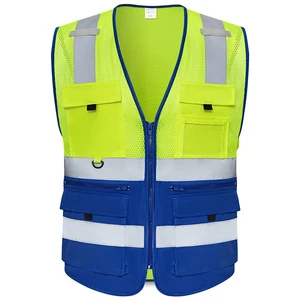 ANSI CE High Visibility Reflective Construction Polyester Safety Mesh Vest Customizable Logo Hi Vis Safety Clothing