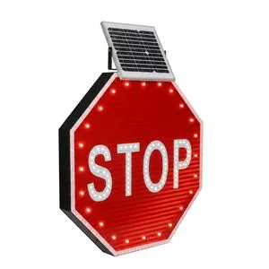 Road Safety Solar Powered Aluminum stop Flashing LED Traffic Warning Sign for Traffic Safety Items